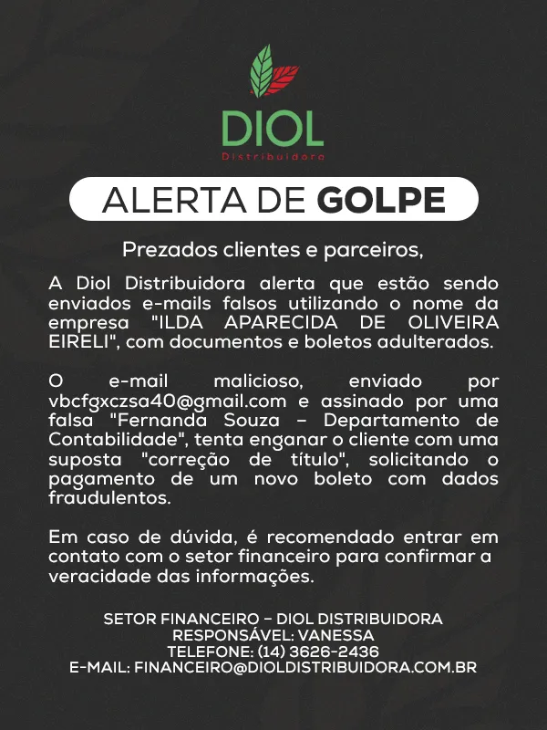 Banner: aviso sobre golpistas enviando falsos boletos